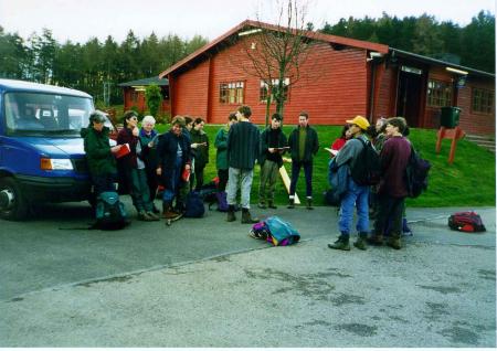 Evening prayer outside the bunkhouse at Tyndrum