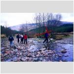 Pilgrims negotiate the Glen Orchy stepping stones!